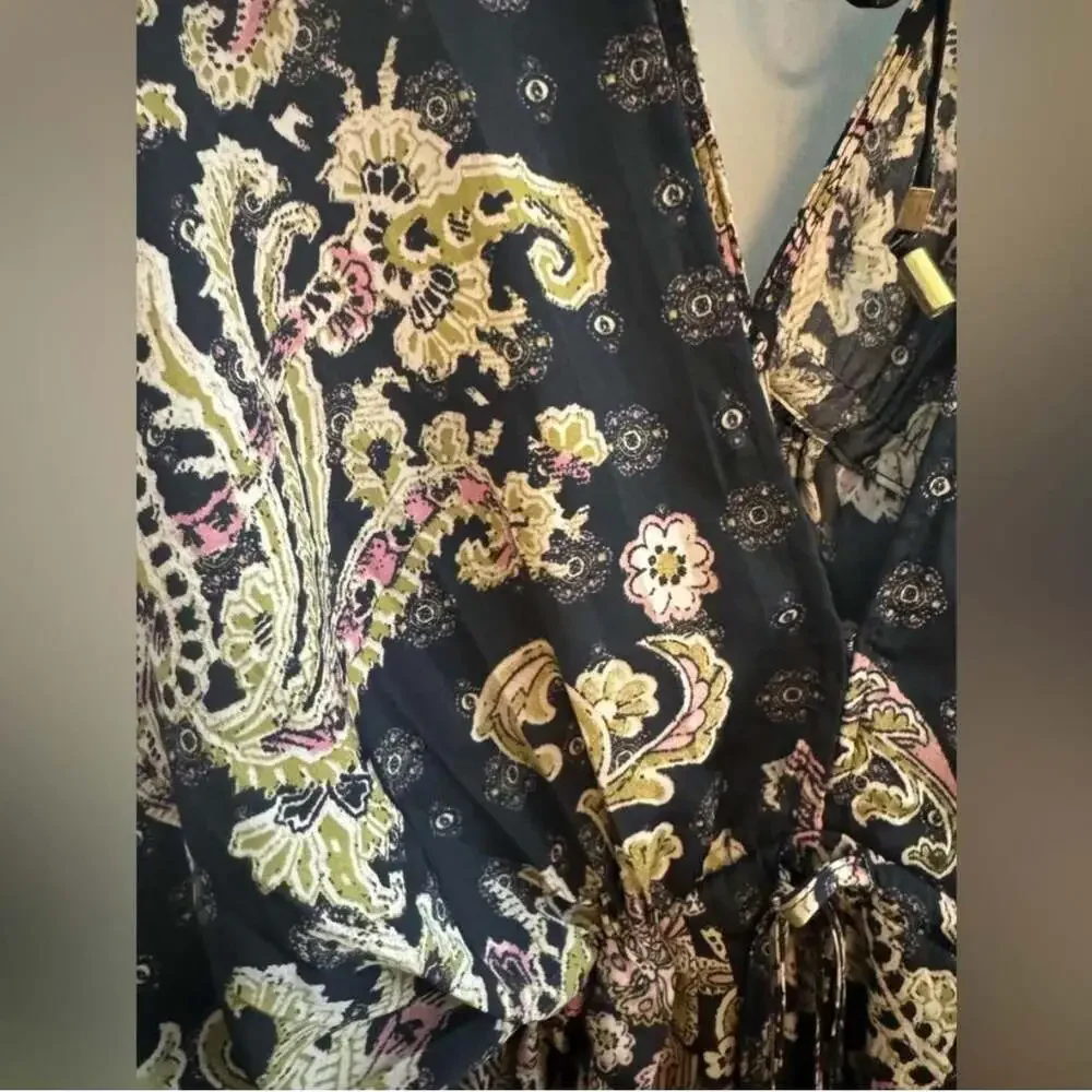 Free People Arzel Mini Dress Black Combo Paisley